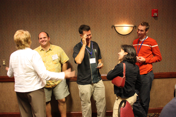 Brian Allen (Fox River Brewing Co), Penny Pickert (Briess), John Mallet (Bells), Mary Pellettieri (Goose Island Beer Co), Kevin Eichelberger (Red Eye Brewing Co), at the MTC 2008 Summer meeting.